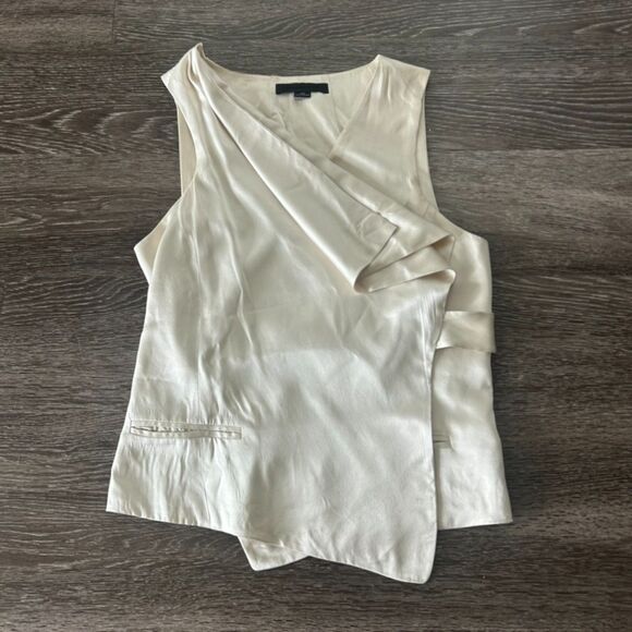 EUC Alexander Wang 100% Silk Asymmetrical Draped Blouse Vest Top Tie Back Size 6 - Picture 15 of 15